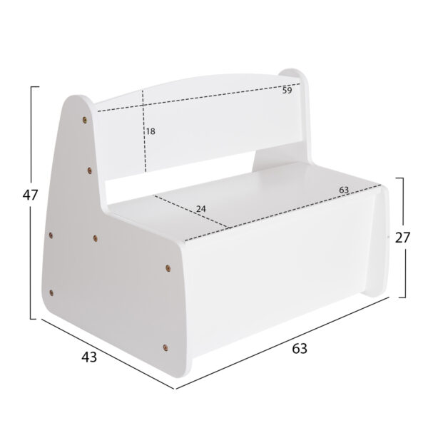 ΠΑΓΚΑΚΙ ΠΑΙΔΙΚΟ ΜΕ ΑΠΟΘ.ΧΩΡΟ RICKI HM18342.03 MDF & ΚΟΝΤΡΑΠΛΑΚΕ ΛΕΥΚΟ 63x43x47Υεκ - Image 2