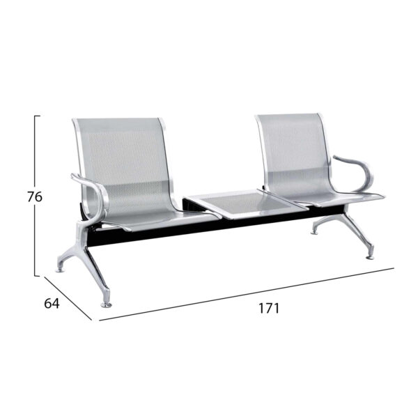 ΠΑΓΚΑΚΙ Τ.ΑΕΡΟΔΡΟΜΙΟΥ 2ΘΕΣΙΟ+ΤΡΑΠΕΖΙ AVIATOR HM18402 ΜΕΤΑΛΛΟ MESH ΓΚΡΙ 171x64x76Υεκ - Image 2