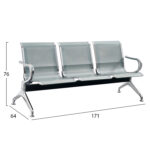 ΚΑΘΙΣΜΑ ΑΝΑΜΟΝΗΣ Τ. ΑΕΡΟΔΡΟΜΙΟΥ 3ΘΕΣΙΟ AVIATOR HM18399 ΜΕΤΑΛΛΟ MESH ΓΚΡΙ 171x64x76Υ - Image 2