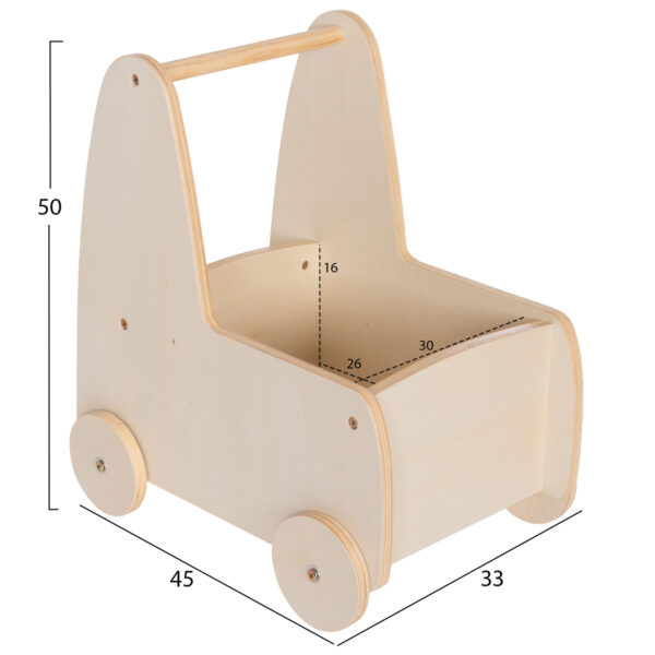 ΠΑΙΔΙΚΟ ΤΡΟΛΕΥ/ΚΑΡΟΤΣΑΚΙ RICKI HM18341.01 MDF & ΚΟΝΤΡΑΠΛΑΚΕ ΦΥΣΙΚΟ 33x45x50Υεκ - Image 2