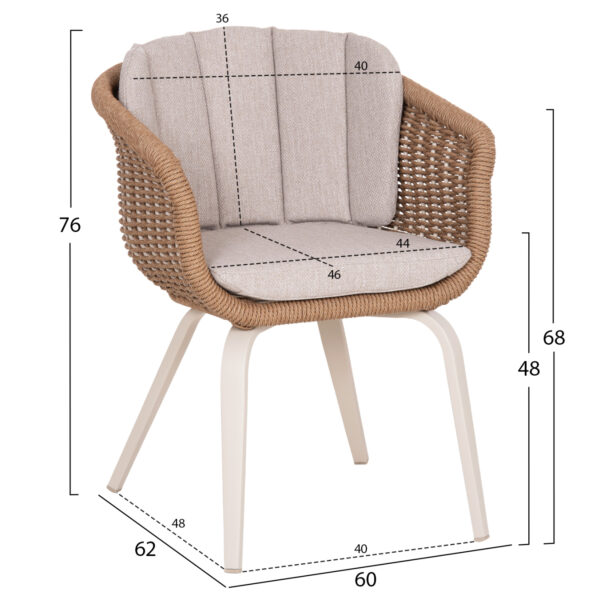 ΠΟΛΥΘΡΟΝΑ VICTUS HM6559.02 ΑΛΟΥΜΙΝΙΟ & OLEFIN ΜΠΕΖ-TWIST WICKER 60x62x76Yεκ - Image 2