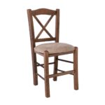 METRO Καρέκλα Οξιά Βαφή Εμποτισμού Καρυδί, Κάθισμα Suede Μπεζ 43x47x88cm - Image 2