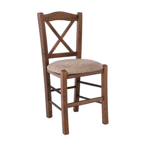 METRO Καρέκλα Οξιά Βαφή Εμποτισμού Καρυδί, Κάθισμα Suede Μπεζ 43x47x88cm - Image 2