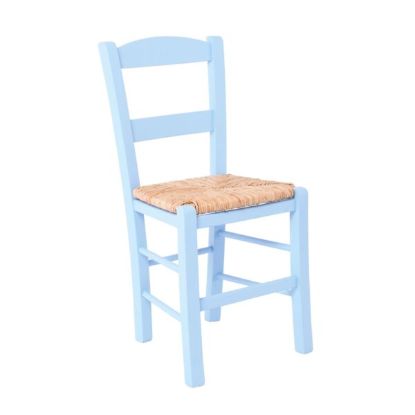 ΣΥΡΟΣ Καρέκλα Οξιά Βαφή Εμποτισμού Λάκα Γαλάζιο, Κάθισμα Ψάθα 41x45x88cm - Image 2