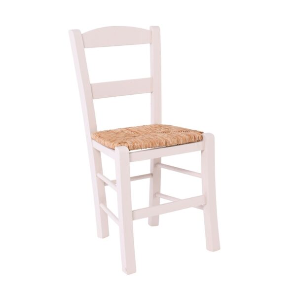 ΣΥΡΟΣ Καρέκλα Οξιά Βαφή Εμποτισμού Λάκα Creamy, Κάθισμα Ψάθα 41x45x88cm - Image 2