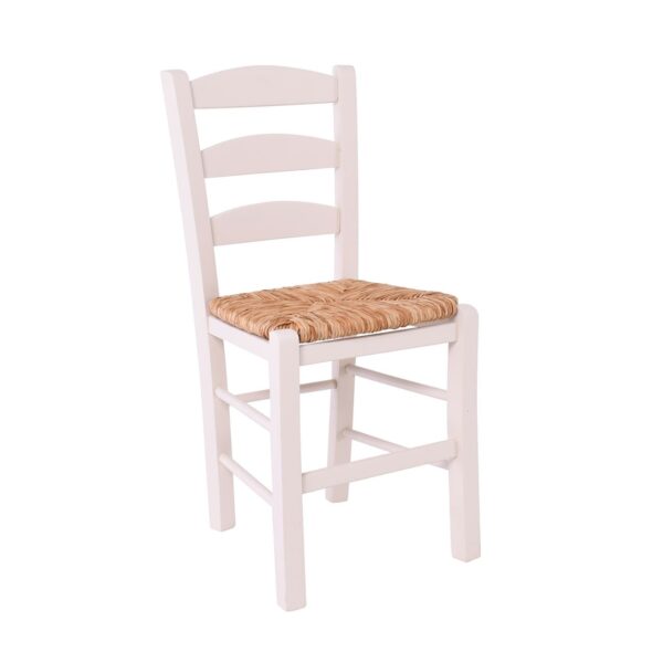 ΣΚΥΡΟΣ Καρέκλα Οξιά Βαφή Εμποτισμού Λάκα Creamy, Κάθισμα Ψάθα 41x43x89cm - Image 2