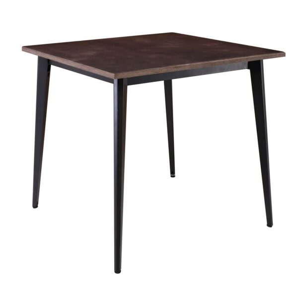 VIDAL Τραπέζι Μέταλλο Βαφή Μαύρο, Επιφάνεια 80x80cm/20mm Κ/Π Εμποτισμού Καρυδί 81x81x74cm - Image 2