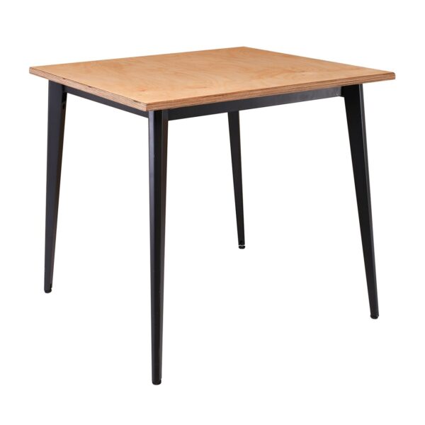 VIDAL Τραπέζι Μέταλλο Βαφή Μαύρο, Επιφάνεια 80x80cm/20mm Κ/Π Εμποτισμού Φυσικό 81x81x74cm - Image 2