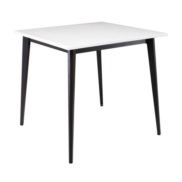 VIDAL Τραπέζι Μέταλλο Βαφή Μαύρο, Επιφάνεια 80x80cm/20mm Κ/Π Εμποτισμού Λάκα Άσπρο 81x81x74cm - Image 2