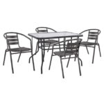 ΣΕΤ ΤΡΑΠΕΖΑΡΙΑΣ 5ΤΜΧ ADAM HM21220.01 ΚΑΡΕΚΛΕΣ ΜΕΤΑΛΛΙΚΕΣ & ΤΡΑΠΕΖΙ 110x60 ΓΚΡΙ