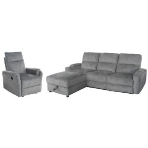 ΣΕΤ ΚΑΝΑΠΕΣ-ΠΟΛΥΘΡΟΝΑ RELAX SYNTHIA HM10735.03 ΓΚΡΙ ΥΦΑΣΜΑ-ΗΛ.ΑΝΑΚΛΙΣΗ [L]