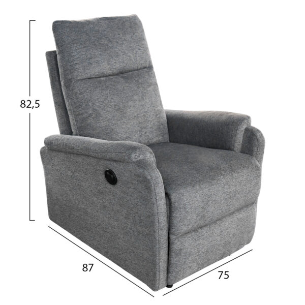 ΣΕΤ ΚΑΝΑΠΕΣ-ΠΟΛΥΘΡΟΝΑ RELAX SYNTHIA HM10735.03 ΓΚΡΙ ΥΦΑΣΜΑ-ΗΛ.ΑΝΑΚΛΙΣΗ [L] - Image 3