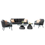 ΣΕΤ ΣΑΛΟΝΙ 5ΤΜΧ DRISCOLL ΗM6473.01 ΣΚΟΥΡΟ ΓΚΡΙ ΑΛΟΥΜΙΝΙΟ-ΣΧΟΙΝΙ-OLEFIN ΥΦΑΣΜΑ