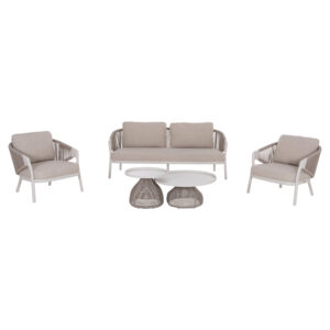 ΣΕΤ ΣΑΛΟΝΙ 5ΤΜΧ DRISCOLL ΗM6473.02 IVORY ΑΛΟΥΜΙΝΙΟ--ΜΠΕΖ ΣΧΟΙΝΙ & OLEFIN ΥΦΑΣΜΑ