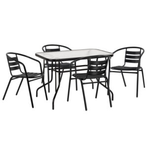 ΣΕΤ ΤΡΑΠΕΖΑΡΙΑΣ 5ΤΜΧ ADAM HM21220.03 ΚΑΡΕΚΛΕΣ ΜΕΤΑΛΛΙΚΕΣ & ΤΡΑΠΕΖΙ 110x60 ΜΑΥΡΟ