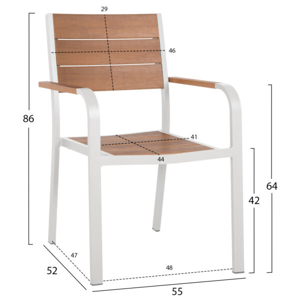 ΣΕΤ ΤΡΑΠΕΖΑΡΙΑΣ TABER HM10738 ΤΡΑΠΕΖΙ & 6 ΠΟΛΥΘΡΟΝΕΣ-ΑΛΟΥΜΙΝΙΟ & POLYWOOD-ΛΕΥΚΟ - Image 3