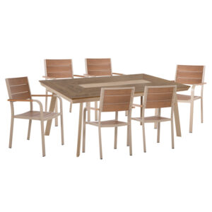 ΣΕΤ ΤΡΑΠΕΖΑΡΙΑΣ TABER HM10739 ΤΡΑΠΕΖΙ & 6 ΠΟΛΥΘΡΟΝΕΣ-ΑΛΟΥΜΙΝΙΟ & POLYWOOD-ΣΑΜΠΑΝΙ