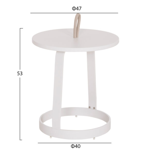 ΤΡΑΠΕΖΙ ΒΟΗΘΗΤΙΚΟ ΕΞ.ΧΩΡΟΥ MINO HM6432.02 ΑΛΟΥΜΙΝΙΟ ΛΕΥΚΟ & ΣΧΟΙΝΙ ΜΠΕΖ Φ47x53Υεκ - Image 2