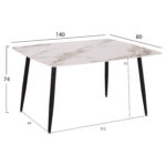 ΤΡΑΠΕΖΙ RAVEN HM18149.04 ΚΕΡΑΜΙΚΟ TOP ΜΕ ΟΨΗ ΛΕΥΚΟ/ΚΑΦΕ ΜΑΡΜΑΡΟ 140x80x74Υεκ. - Image 2