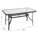 ΤΡΑΠΕΖΙ BRUNO HM5106.03 ΜΑΥΡΟ ΜΕΤΑΛΛΙΚΟ ΜΕ ΓΥΑΛΙΝΗ ΕΠΙΦΑΝΕΙΑ 140Χ80Χ72Υεκ - Image 2