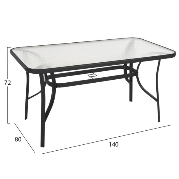 ΤΡΑΠΕΖΙ BRUNO HM5106.03 ΜΑΥΡΟ ΜΕΤΑΛΛΙΚΟ ΜΕ ΓΥΑΛΙΝΗ ΕΠΙΦΑΝΕΙΑ 140Χ80Χ72Υεκ - Image 2