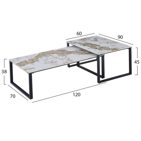 ΤΡΑΠΕΖΙ ΣΑΛΟΝΙΟΥ 2ΤΜΧ TERREN HM18365.01 ΜΕΤΑΛΛΟ--SINTERED STONE PANDORA 120x70x45Υεκ - Image 3