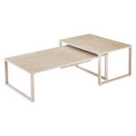 ΤΡΑΠΕΖΙ ΣΑΛΟΝΙΟΥ 2ΤΜΧ TERREN HM18365.02 ΜΠΕΖ ΠΟΔΙΑ--SINTERED STONE ΣΕ ΤΡΑΒΕΡΤΙΝΑ 120x70x45Υεκ