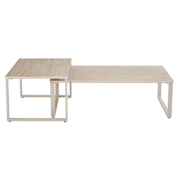 ΤΡΑΠΕΖΙ ΣΑΛΟΝΙΟΥ 2ΤΜΧ TERREN HM18365.02 ΜΠΕΖ ΠΟΔΙΑ--SINTERED STONE ΣΕ ΤΡΑΒΕΡΤΙΝΑ 120x70x45Υεκ - Image 4