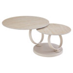 ΤΡΑΠΕΖΙ ΣΑΛΟΝΙΟΥ ΔΙΠΛΟ NUBISA HM18364.02 ΜΕΤΑΛΛΟ ΜΠΕΖ--SINTERED STONE Φ80Χ44Υεκ