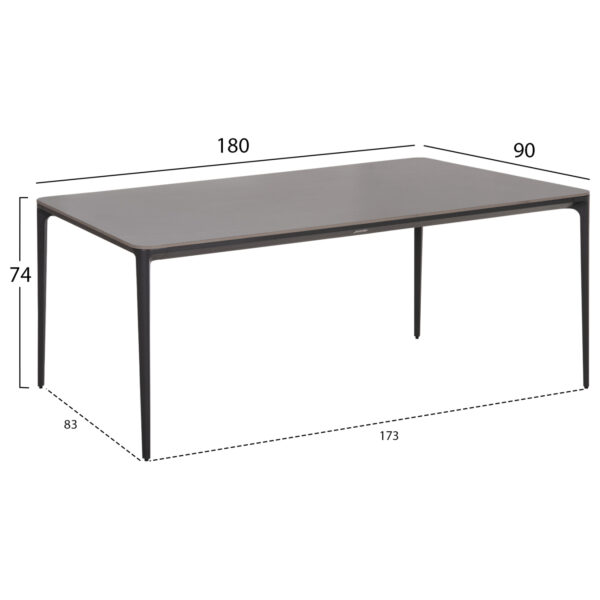 ΤΡΑΠΕΖΙ ΤΡΑΠΕΖΑΡΙΑΣ STAD HM6557.01 ΓΚΡΙ ΑΛΟΥΜΙΝΙΟ & SINTERED STONE TOP 180x90x74Υεκ - Image 2