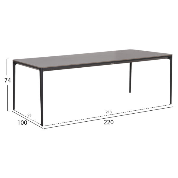 ΤΡΑΠΕΖΙ ΤΡΑΠΕΖΑΡΙΑΣ STAD HM6558.01 ΓΚΡΙ ΑΛΟΥΜΙΝΙΟ & SINTERED STONE TOP 220x100x75Υεκ - Image 2