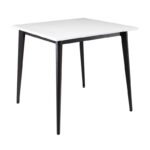 VIDAL Τραπέζι Μέταλλο Βαφή Μαύρο, Επιφάνεια 80x80cm/20mm Κ/Π Εμποτισμού Λάκα Άσπρο 81x81x74cm
