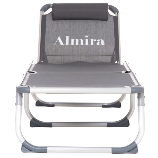 ΞΑΠΛΩΣΤΡΑ ΠΑΡΑΛΙΑΣ ΑΛΟΥΜΙΝΙΟΥ ΒΑΡ.ΤΥΠΟΥ ALMIRA HM5054.10 ΓΚΡΙ TEXTILENE 187x59x78Υεκ - Image 3