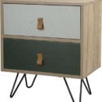 Κομοδίνο Trend Mint Ξύλινο με Μεταλλικά Πόδια Sonoma / Πράσινο