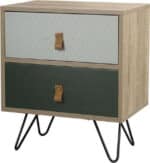Κομοδίνο Trend Mint Ξύλινο με Μεταλλικά Πόδια Sonoma / Πράσινο