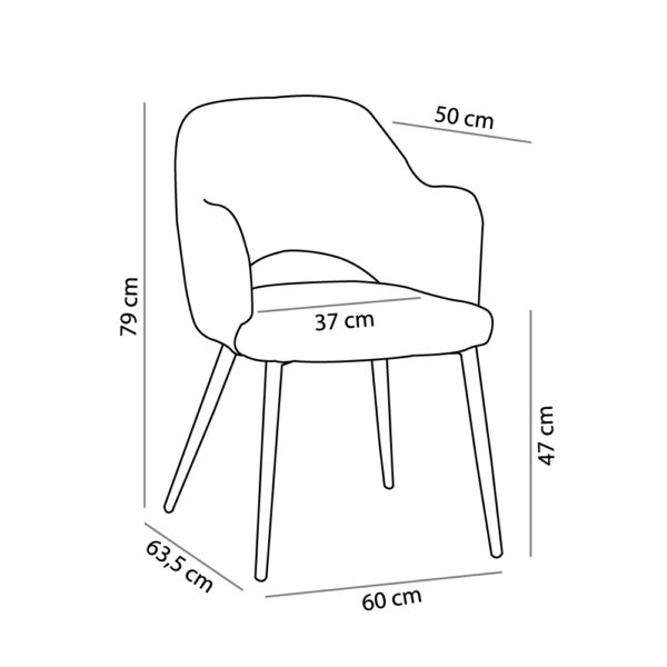 ASCOT ΚΑΡΕΚΛΑ ΚΑΦΕ ΣΚΟΥΡΟ 60x63.5x79 03-1064 - Image 10