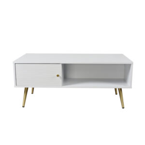 ZIZEL COFFEE TABLE 1ΠΟΡΤΑ ΛΕΥΚΟ ΜΕ PATTERN ΧΡΥΣΟ 100x50x42cm 04-0658