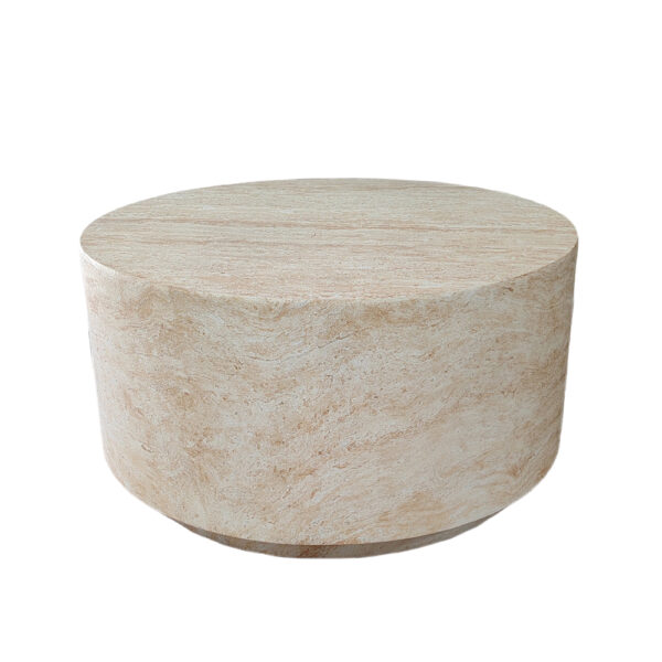 LITHOS ROUND COFFEE TABLE TRAVERTINE 70x70x36cm 04-1304 - Image 2