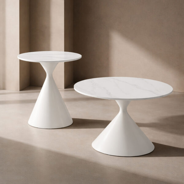 ICE COFFEE TABLE SET 2ΤΕΜ ΑΣΠΡΟ ΑΣΠΡΟ 70x70x40cm 04-1326 - Image 7