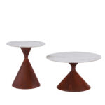 NOISETTE COFFEE TABLE SET 2ΤΕΜ ΛΕΥΚΟ ΜΕ ΟΨΗ ΜΑΡΜΑΡΟΥ ΚΑΡΥΔΙ 70x70x40cm 04-1330