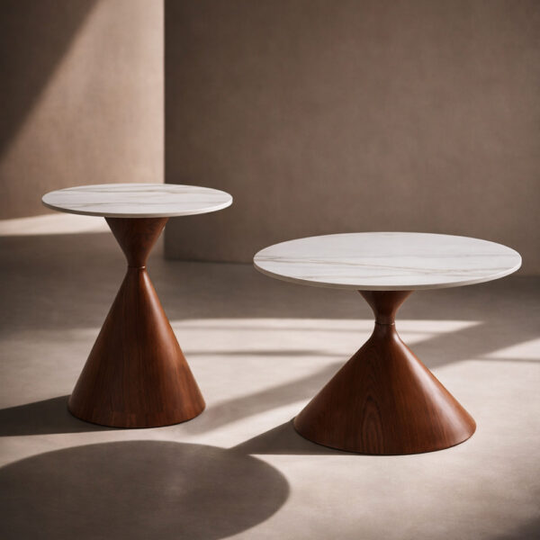NOISETTE COFFEE TABLE SET 2ΤΕΜ ΛΕΥΚΟ ΜΕ ΟΨΗ ΜΑΡΜΑΡΟΥ ΚΑΡΥΔΙ 70x70x40cm 04-1330 - Image 2
