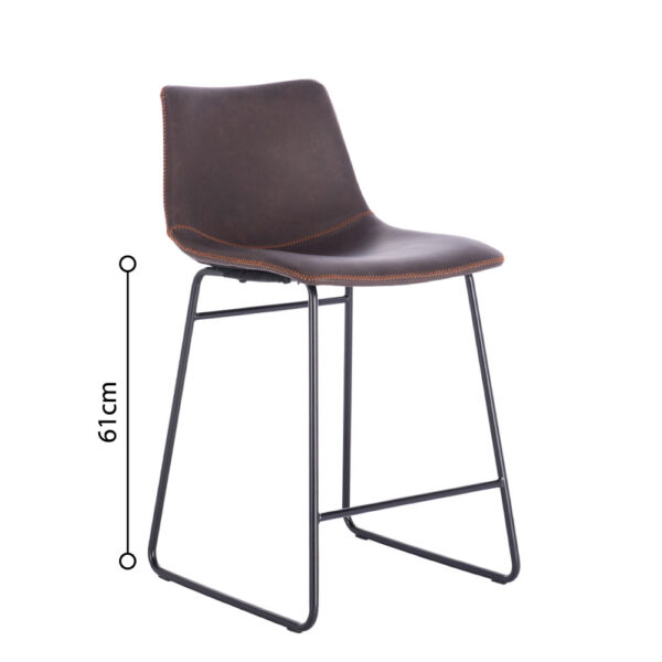NUEVO ΣΚΑΜΠΟ BAR ΚΑΦΕ ANTIQUE WASHED ΜΑΥΡΟ 46x57.5x89 26-0040 - Image 9