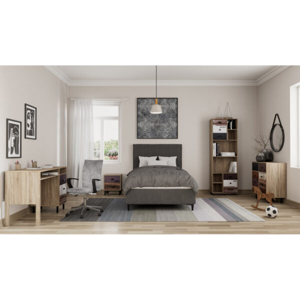 NUMBER ΒΙΒΛΙΟΘΗΚΗ 2ΠΟΡΤΕΣ SONOMA ΛΕΥΚΟ ΓΚΡΙ 60x29.6x180cm 28-0236 - Image 2