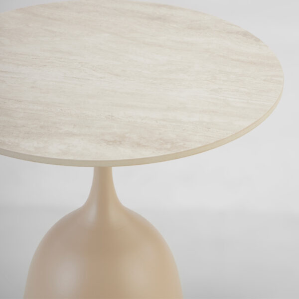 EARTH COFFEE TABLE BEIGE ΜΕ ΟΨΗ ΜΑΡΜΑΡΟΥ 50x50x54.5cm 52-0021 - Image 2