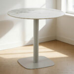 UNO ΤΡΑΠΕΖΙ BEIGE ΜΕ ΟΨΗ ΜΑΡΜΑΡΟΥ ΓΚΡΙ 80x80x74cm 52-0024 - Image 4