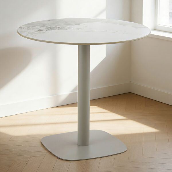UNO ΤΡΑΠΕΖΙ BEIGE ΜΕ ΟΨΗ ΜΑΡΜΑΡΟΥ ΓΚΡΙ 80x80x74cm 52-0024 - Image 4