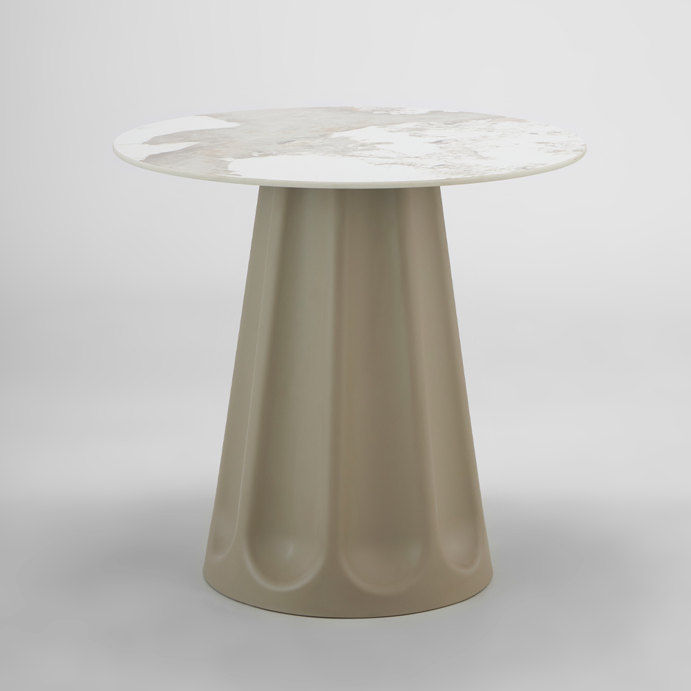 52-0026-dBEH0-first-_1 VELLUM ΤΡΑΠΕΖΙ BEIGE ΜΕ ΟΨΗ ΜΑΡΜΑΡΟΥ 80x80x76.5cm 52-0026 - Image 1