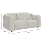 ΚΑΝΑΠΕΣ 2-ΘΕΣΙΟΣ JUNOA HM3334.02 ΕΚΡΟΥ ΥΦΑΣΜΑ 172x89x85Υεκ - Image 2