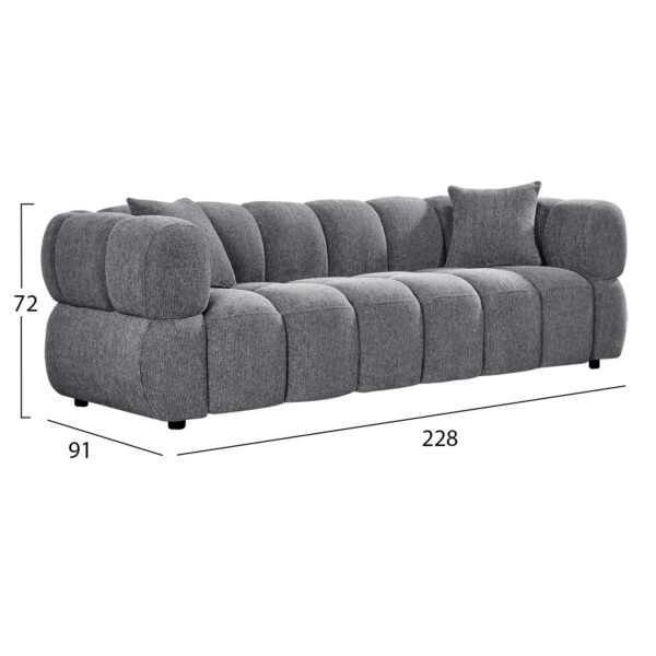 ΚΑΝΑΠΕΣ 3-ΘΕΣΙΟΣ NORIKA HM3331.01 ΓΚΡΙ ΥΦΑΣΜΑ 220x88x85Υεκ. - Image 2