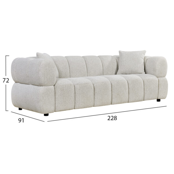 ΚΑΝΑΠΕΣ 3-ΘΕΣΙΟΣ NORIKA HM3331.02 ΕΚΡΟΥ ΥΦΑΣΜΑ 220x88x85Υεκ. - Image 2